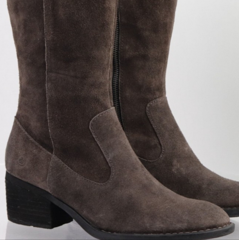 BORN BRAND BOOTS!  BASIL !!  Charcoal Suede Over the Knee Boots!! - Picture 11 of 12